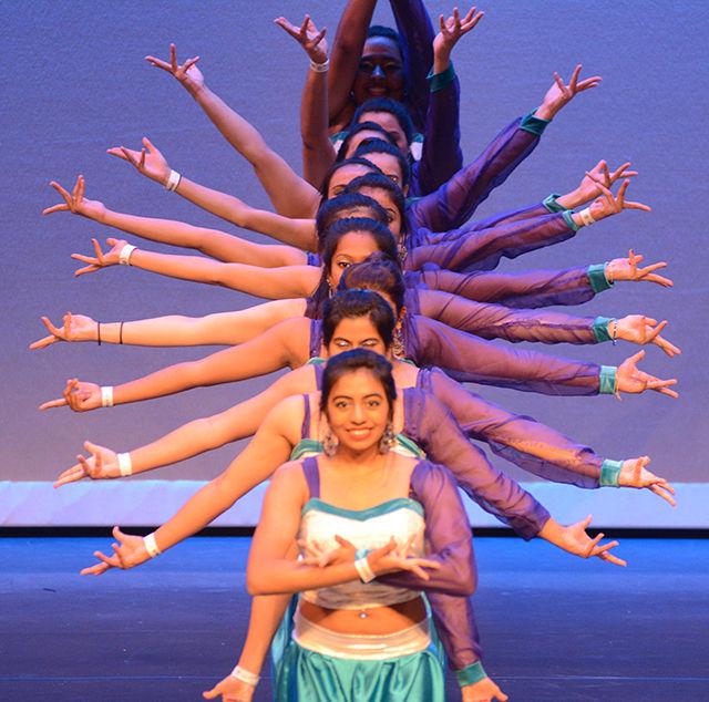 Members of the Queen City Ishaare dance team perform in Oak City Revolution, a Bollywood Fusion dance competition held in Stewart Theatre at Talley Student Union on Saturday, April 2nd.