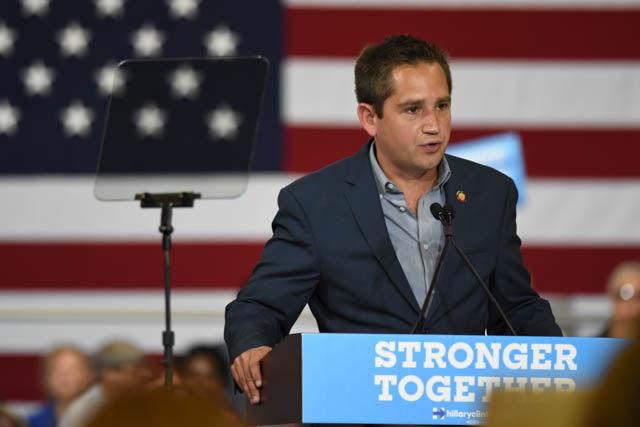 Chris Sgro, a member of the North Carolina House of Representatives, speaks during a rally supporting presidential candidate Hillary Clinton in the North Carolina State Fairgrounds Exposition Center on Wednesday June 22. The rally featured several guest speakers including former North Carolina Gov. James Hunt and current District 4 Wake County Commissioner Caroline Sullivan.
