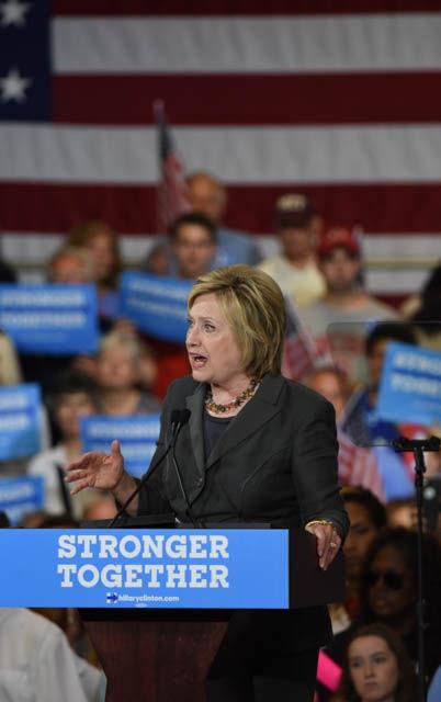 Hillary Clinton, presidential candidate, speaks during a rally held in the North Carolina State Fairgrounds Exposition Center on Wednesday June 22. Clinton spoke on various topics including the current state of the economy.
