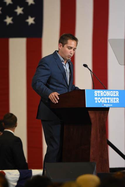Chris Sgro, a member of the North Carolina House of Representatives, speaks during a rally supporting presidential candidate Hillary Clinton in the North Carolina State Fairgrounds Exposition Center on Wednesday June 22. The rally featured several guest speakers including former North Carolina Gov. James Hunt and current District 4 Wake County Commissioner Caroline Sullivan.
