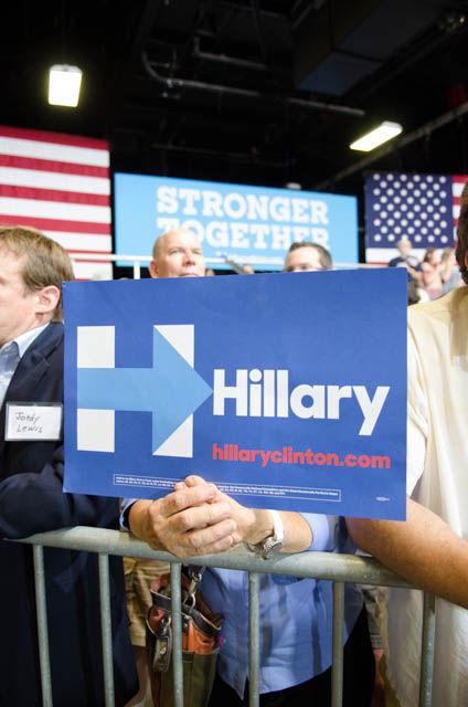 Rally attendees gather in the North Carolina State Fairgrounds Exposition Center for presidential candidate Hillary Clinton on Wednesday June 22. The rally featured several guest speakers including former North Carolina Gov. James Hunt and current District 4 Wake County Commissioner Caroline Sullivan.