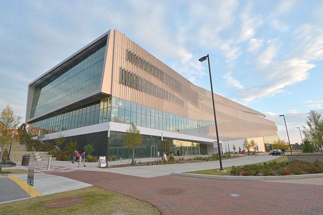 The James B. Hunt Jr. Library, opened 2013, is a fully modern, LEED-certified library with cutting edge technology.