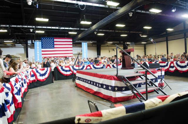 Rally attendees gather in the North Carolina State Fairgrounds Exposition Center for presidential candidate Hillary Clinton on Wednesday June 22. The rally featured several guest speakers including former North Carolina Gov. James Hunt and current District 4 Wake County Commissioner Caroline Sullivan.