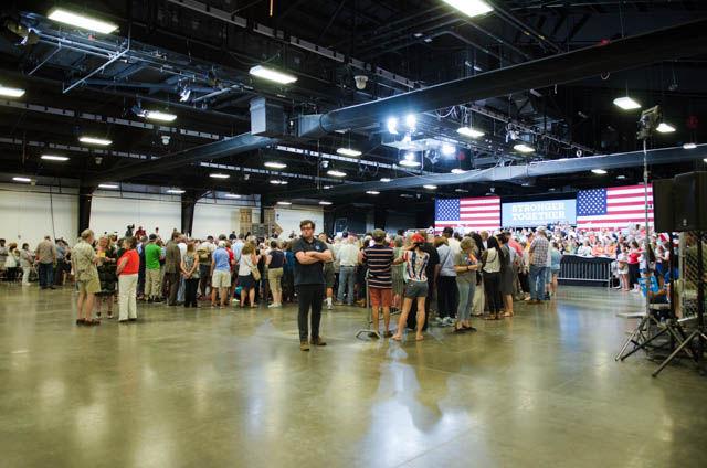 Rally attendees gather in the North Carolina State Fairgrounds Exposition Center for presidential candidate Hillary Clinton on Wednesday June 22. The rally featured several guest speakers including former North Carolina Gov. James Hunt and current District 4 Wake County Commissioner Caroline Sullivan.