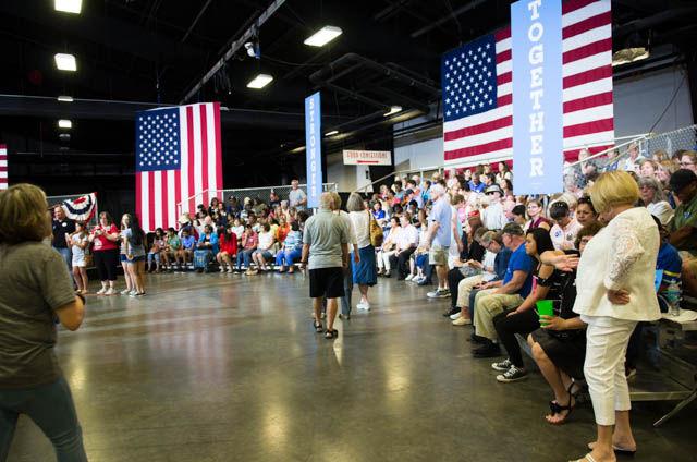 Rally attendees gather in the North Carolina State Fairgrounds Exposition Center for presidential candidate Hillary Clinton on Wednesday June 22. The rally featured several guest speakers including former North Carolina Gov. James Hunt and current District 4 Wake County Commissioner Caroline Sullivan.
