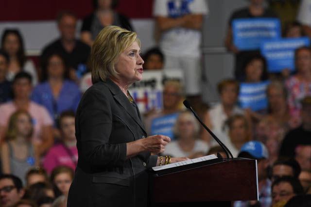 Hillary Clinton, presidential candidate, speaks during a rally held in the North Carolina State Fairgrounds Exposition Center on Wednesday June 22. Clinton spoke on various topics including the current state of the economy.
