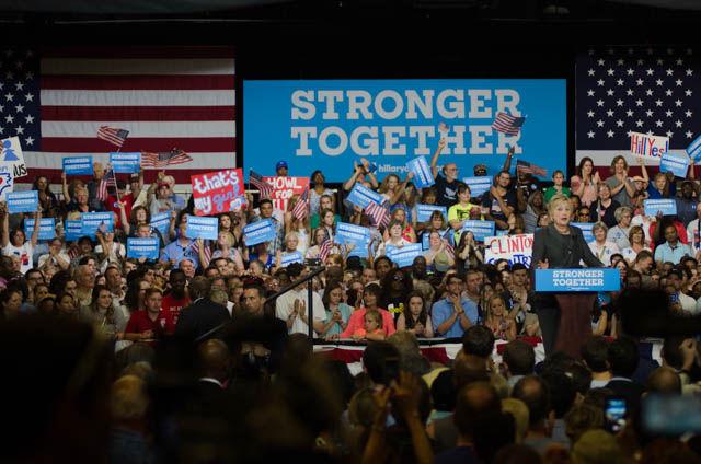 Hillary Clinton, presidential candidate, speaks during a rally held in the North Carolina State Fairgrounds Exposition Center on Wednesday June 22. Clinton spoke on various topics including the current state of the economy.