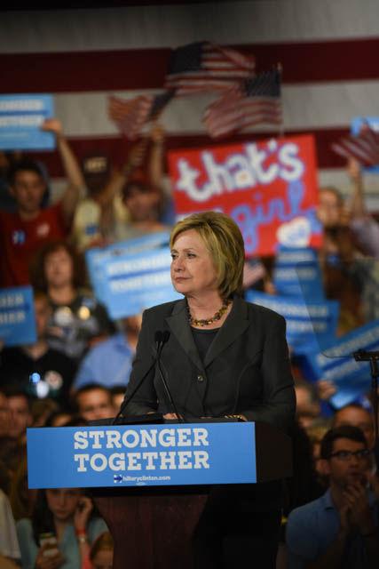Hillary Clinton, presidential candidate, speaks during a rally held in the North Carolina State Fairgrounds Exposition Center on Wednesday June 22. Clinton spoke on various topics including the current state of the economy.