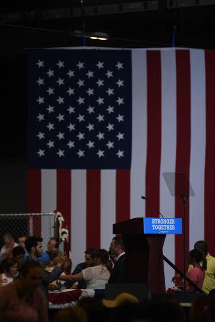 Rally attendees gather in the North Carolina State Fairgrounds Exposition Center for presidential candidate Hillary Clinton on Wednesday June 22. The rally featured several guest speakers including former North Carolina Gov. James Hunt and current District 4 Wake County Commissioner Caroline Sullivan.