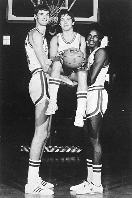 Tommy &#8220;Tall Tom&#8221; Burleson, who competes for the U.S. men&#8217;s basketball team in the 1972 Munich Olympics, poses alongside Monte Tow and David Thompson. The U.S. team won the silver medal.&#160;