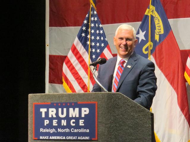 Republican Vice Presidential nominee Mike Pence takes the stage in the Duke Energy Center for the Performing Arts&#160;Thursday&#160;where he addressed the criticism of Republican Presidential nominee Donald Trump.
&#160;