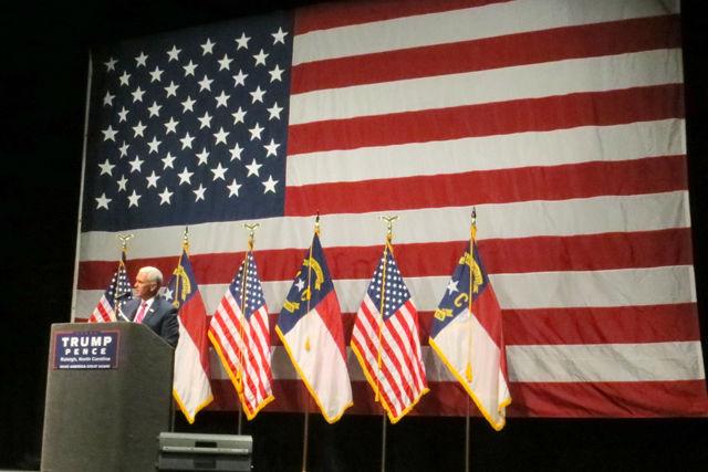 Republican Vice Presidential nominee Mike Pence speaks in the Duke Energy Center for the Performing ArtsThursday.&#160;&#8220;Donald Trump just gets it,&#8221; Pence said. &#8220;He&#8217;s a doer in a game usually reserved for talkers and when Donald Trump does his talking he doesn&#8217;t go tip-toeing around thousands of rules of political correctness.&#8221;