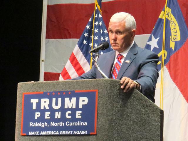 Republican Vice Presidential nominee Mike Pence speaks in the Duke Energy Center for the Performing ArtsThursday.&#160;&#8220;Donald Trump just gets it,&#8221; Pence said. &#8220;He&#8217;s a doer in a game usually reserved for talkers and when Donald Trump does his talking he doesn&#8217;t go tip-toeing around thousands of rules of political correctness.&#8221;