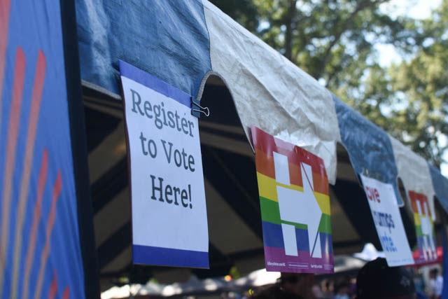 NC Pride hosts the Pride Parade at Duke University on Saturday. Throughout the event, there were many opportunities to be able to register to vote. The recent HB2 law passed in North Carolina was being protested at the event.