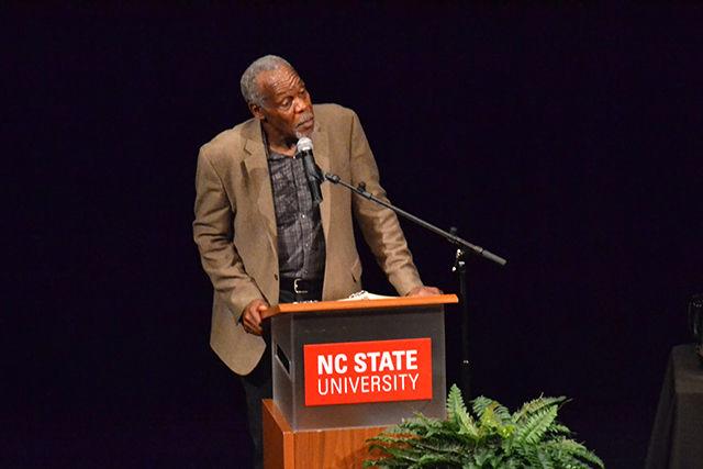 Danny Glover, an American actor, film director and political activist, portrays Langton Hughes through a series of poems on Sept. 16 during An Evening with Martin and Langston in Stewart Theater in Talley Student Union. This event was a part of Experiencing King at NC State, a weekend that aimed to illustrate the impact made by King during America's Civil Rights Movement.