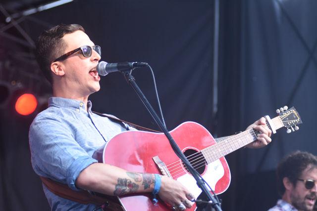 Lead singer BJ Barham of American Aquarium performs in front of a packed crowd on the City Plaza stage at Hopscotch Saturday afternoon. The Raleigh-native band preceeded X and Saturday headliner Dwight Yoakam. The 6th annual Hopscotch Music Festival brought in over 100 bands, including other local acts like rapper Ace Henderson and punk band No Love.