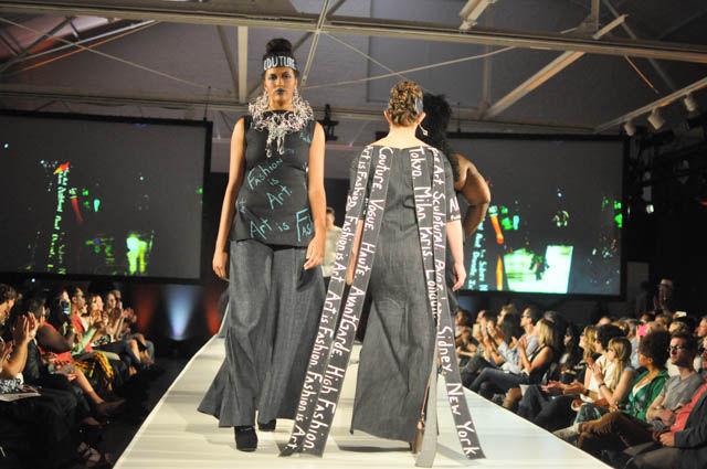 Models take one last walk to showcase Studio B's designs at fashionSPARK on Sept. 16 held at CAM Raleigh. The jewelry is original work designed by Ultimate Earring Junki out of Greensboro, NC.