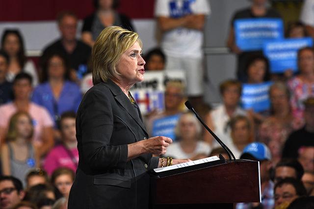 Democratic presidential candidate Hillary Clinton speaks during a rally held in the North Carolina State Fairgrounds Exposition Center on June 22. Clinton spoke on various topics including the current state of the economy.