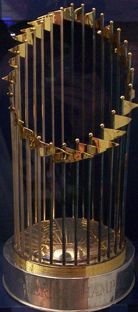 The Commissioner's Trophy is awarded each year by the commissioner of the MLB to the team that wins the World Series.&#160;