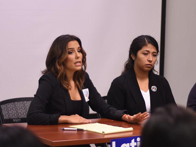 Eva Longoria stresses the importance of voting in this upcoming election during her panel held in Witherspoon Student Center on Wednesday night. The event was hosted by Lambda Pi Chi sorority in an effort to promote young voters and people of color to go out and vote. "I am a person who votes for my community," Longoria said.
