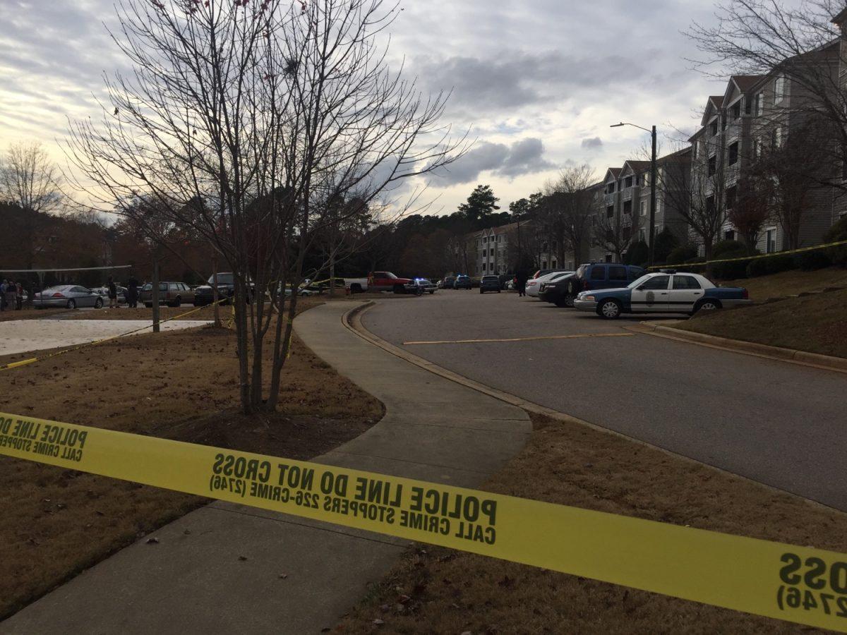 A police line ropes off a section of Lake Park Condominiums.&#160;