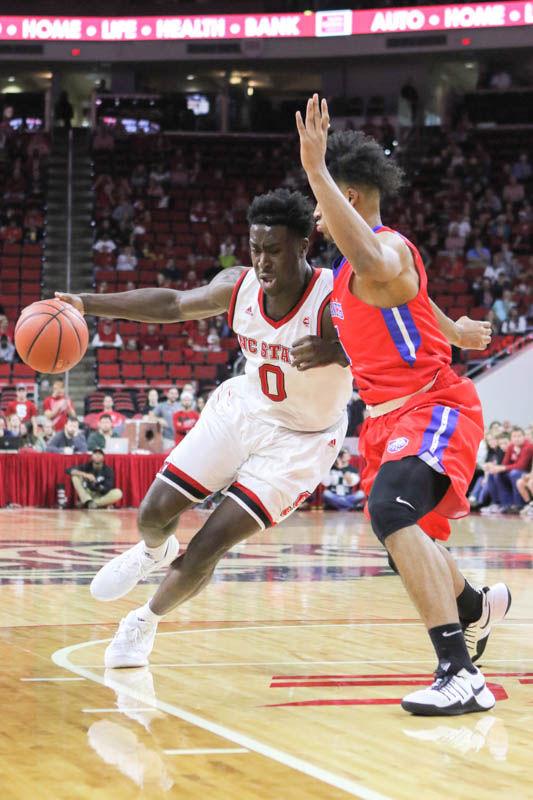 Junior forward Abdul-Malik Abu pushes into the paint. Abu had 12 points and seven rebounds while also getting a block and a steal. The Wolfpack took down St. Francis Brooklyn 86-61 in PNC Arena on Nov. 13, 2016.
