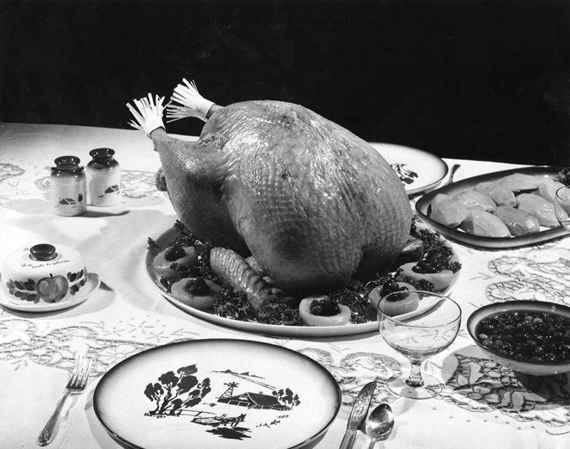 A turkey is the centerpiece dish of a traditional Thanksgiving feast.