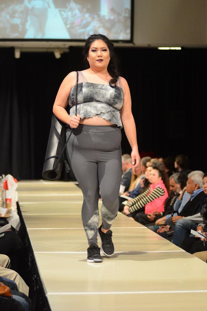 A model walks the runway at the COT Threads Senior Showcase on Dec. 3, 2016 in designer Sabrina Talso's collection. Talso's collection is a plus-size women&#8217;s athletic wear line. She has used custom prints, advanced fabrics, and innovative design techniques that make this line a true active wear collection.