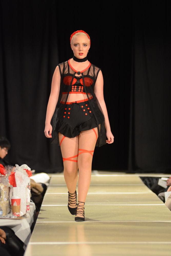 A model walks the runway in designer and first place winner of the COT Threads showcase, Haylee Conway. Conway says the pieces in the collections were meant to be sexy and powerful to allow women to embrace their sexuality without fear.