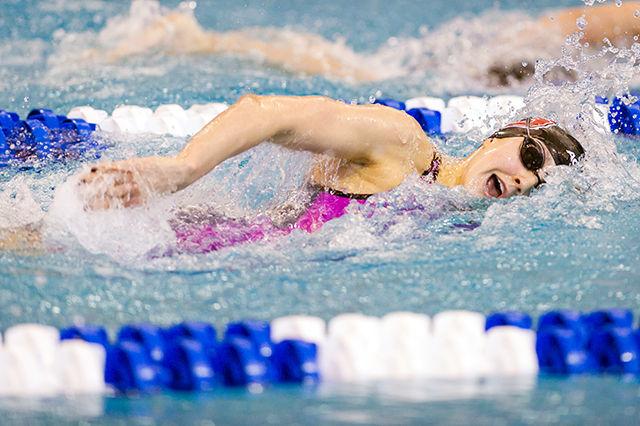Hannah Moore swims in a freestyle event for the Wolfpack at the NCAA Championships. The Wolfpack women finished ninth overall in Atlanta, Georgia.
