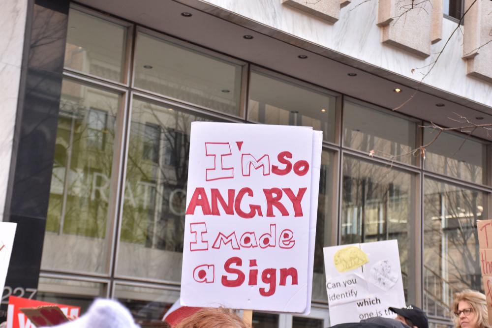 Some protesters at the Moral March on Raleigh on Feb. 11, 2017, were so angry that they made signs. The 11th annual march had the highest attendance ever.