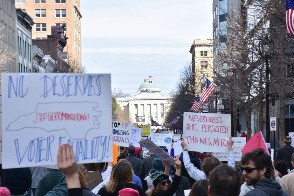 On Feb. 11,2017, Protesters gathered for the 11th annual Moral March on Raleigh to oppose executive orders signed by President Donald Trump and HB2.
