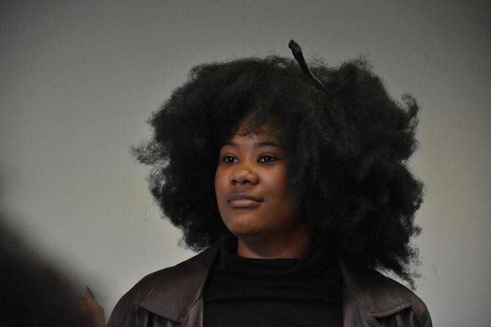 Mariah Morrison, a sophomore studying political science, portrayed Angela Davis during the Blacks in Wax event on Feb. 18, 2017 in the African-American Cultural Center. Over 22 African-American historical figures were represented to show visitors how african-americans have helped shape our culture.