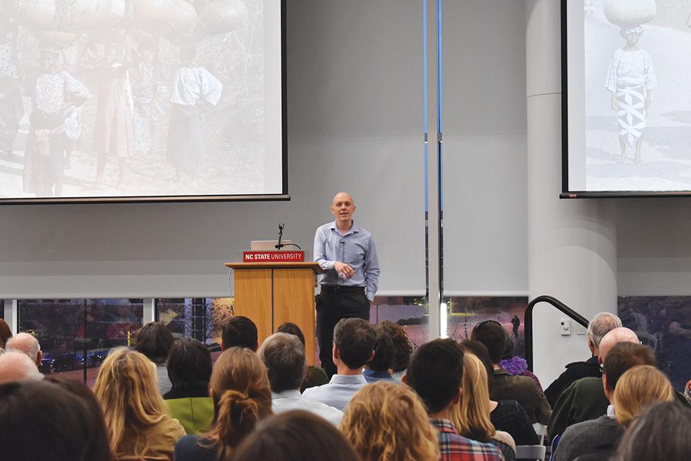 Author and scientist, Dr. Rob Dunn, shares his new book on crop biology, "Never Out of Season," during a launch event at the James B. Hunt Jr. Library on Thursday, March 16, 2017. The event was an interactive experience allowing the audience to try various delights that would not have been possible with the crop biology he explains in the book.