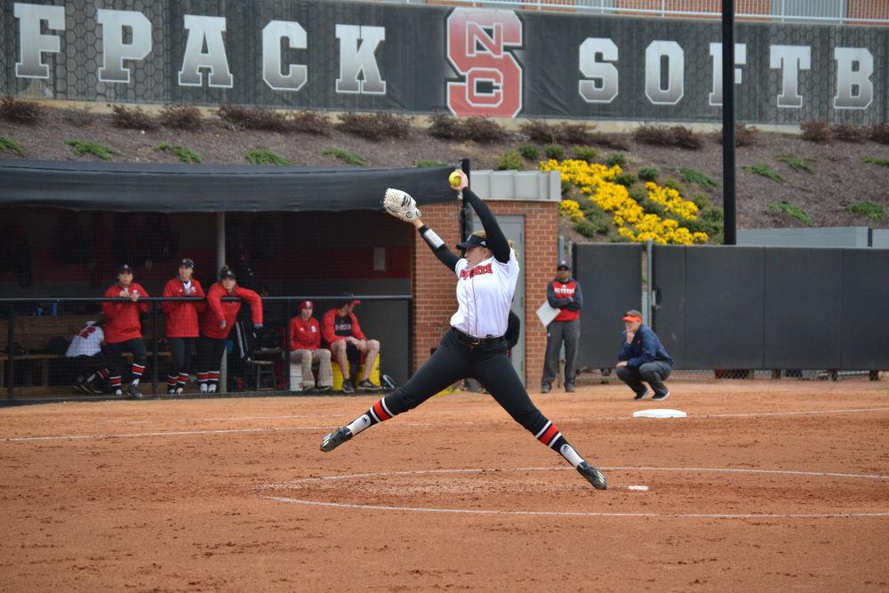Peyton Silverman pitches the ball against the University of Virginia in Dail Stadium on Friday, Mar. 17, 2017. Silverman has only given up an average of 5.23 runs this season.