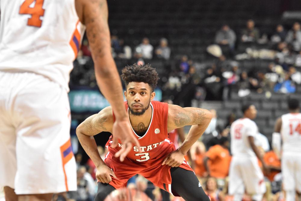 Guard Terry Henderson played hard defense against the Clemson Tigers in Barclays Center on March 7 during the first round of the ACC Tournament. The Wolfpack was defeated, 75-61.