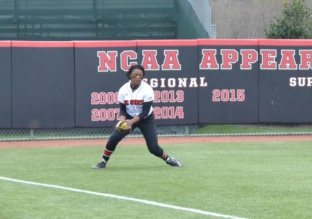 Tyler Ross grabs a ball in the outfield during the game against the University of Virginia in Dail Stadium on Friday, Mar. 17, 2017. Ross has made 34 catches in the outfield this season.