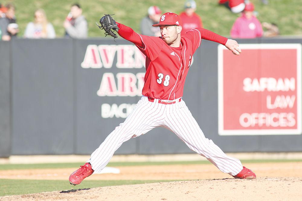 Sophomore left handed pitcher Brian Brown pitches for the fourth inning during the 6-1 win over Wright State on February 27th, 2016 on Doak Field at Dail Park.