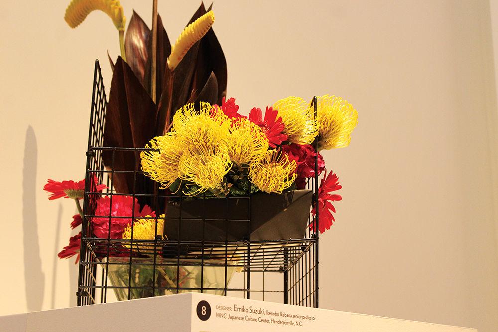 A floral arrangement by Emiko Suzuki at the &#8220;Art in Bloom&#8221; event is displayed at the North Carolina Museum of Art. &#8220;Art in Bloom&#8221; gathered renowned floral designers to create arrangements inspired by the museum's permanent collection. The event ran from Thursday through Sunday.