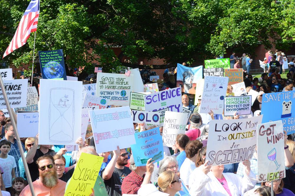 Signs, some which criticized the current federal administration's stance on science funding and others which were creative puns supporting science, abounded at the first ever Raleigh March of Science held on Earth Day, April 22, 2017. This march was one of more than 500 marches held across the world and thousands of protestors came out in Raleigh to support the scientific community.