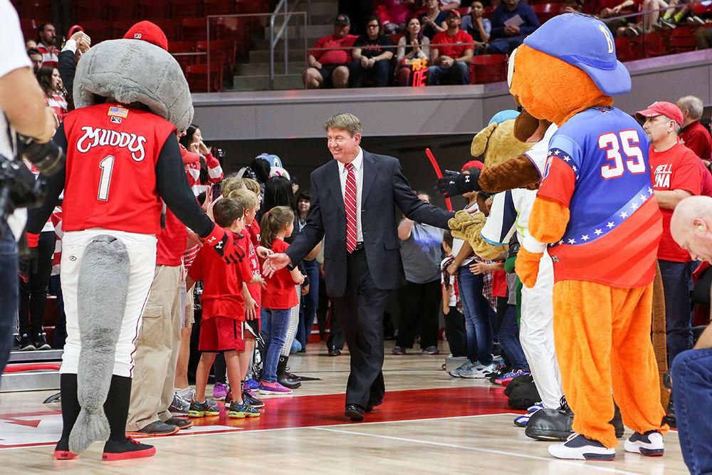 Head coach Wes Moore enters through the fan tunnel prior to the game against UNC-Chapel Hill. The Wolfpack dominated the Heels en route to an 80-60 victory in Reynolds Coliseum on Feb. 23.
