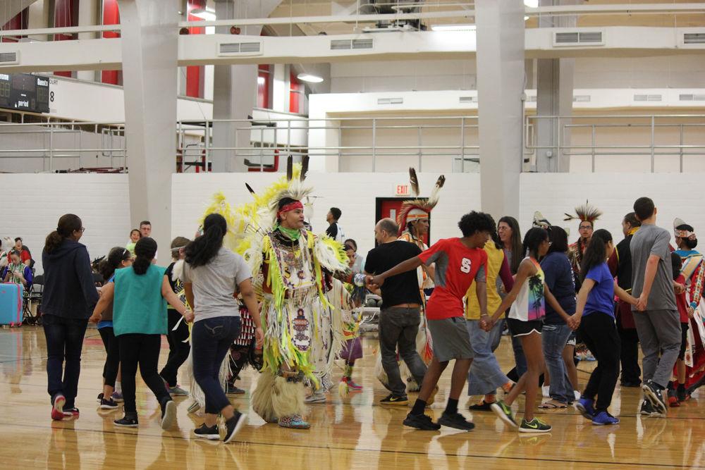 Guest are invited to dance during the Intertribal Dance during Pow-wow Saturday, April 1, 2017. This was one of the interactive actives guest were able to be a part of during Pow-wow. Guest were also able to buy different items from venders.