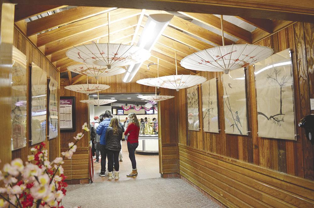 Fountain Dining Hall on West Campus hosted "A Taste of Korea" dinner on Jan. 20, 2016. Cherry blossoms and bamboo decorated the lobby, while ceilings were adorned with traditional parasols, or yangsan. Just under 2,000 people were estimated to be in attendance to the theme dinner by the end of the night, according to general manager Crayton Garrell.&#160;