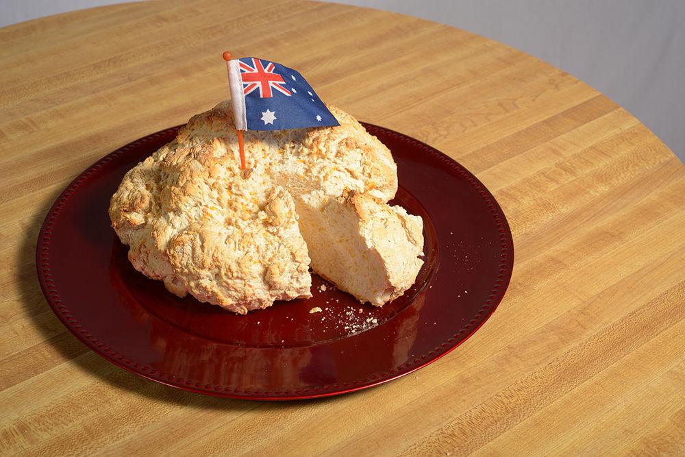 Australian damper is best served with jam, maple syrup or butter. This rustic bread was created by stockmen who wanted a filling snack with minimal ingredients.