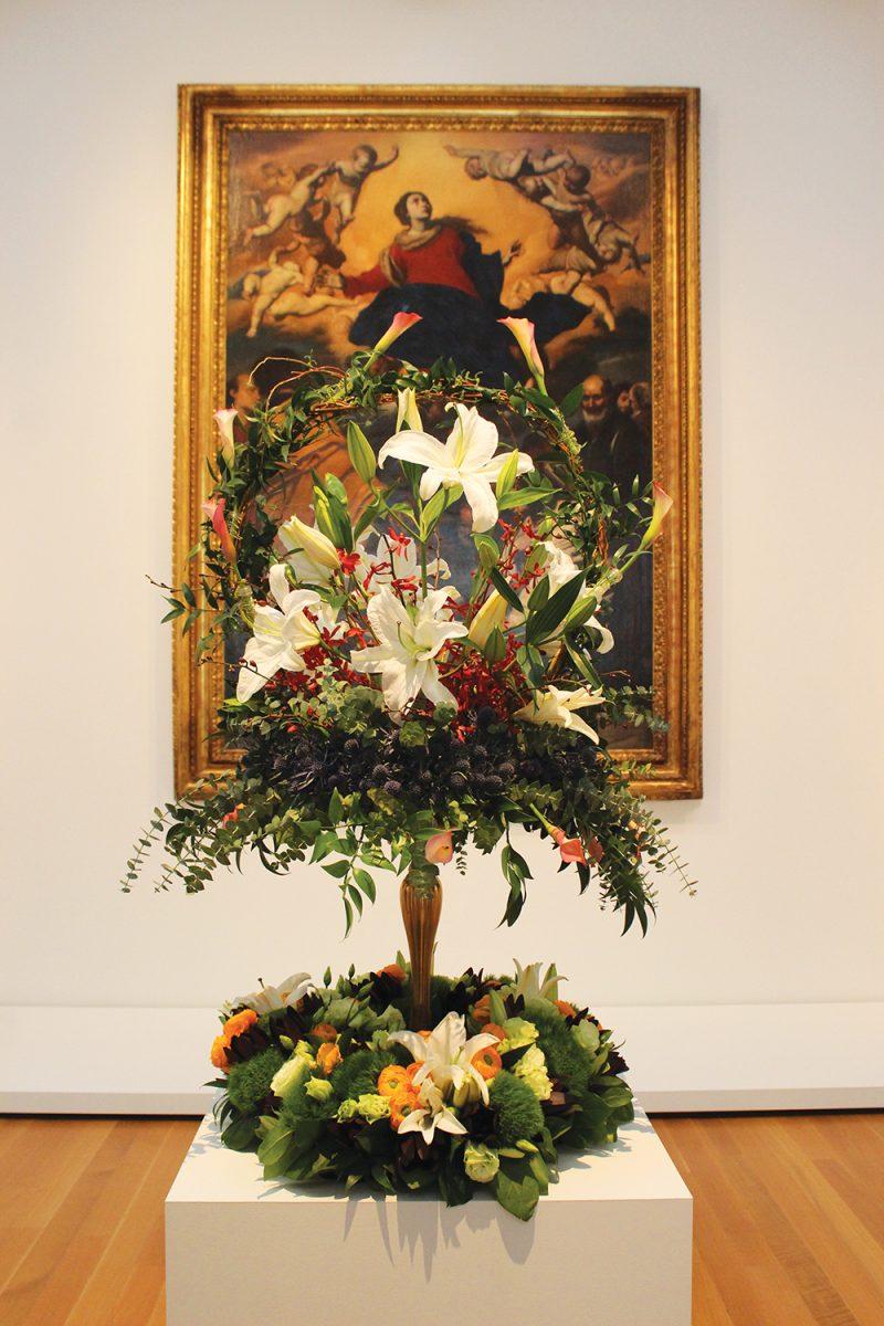 One of the featured floral arrangements at the &#8220;Art in Bloom&#8221; event is displayed at the North Carolina Museum of Art. &#8220;Art in Bloom&#8221; gathered renowned floral designers to create arrangements inspired by the museum's permanent collection. The event ran from Thursday to Sunday.