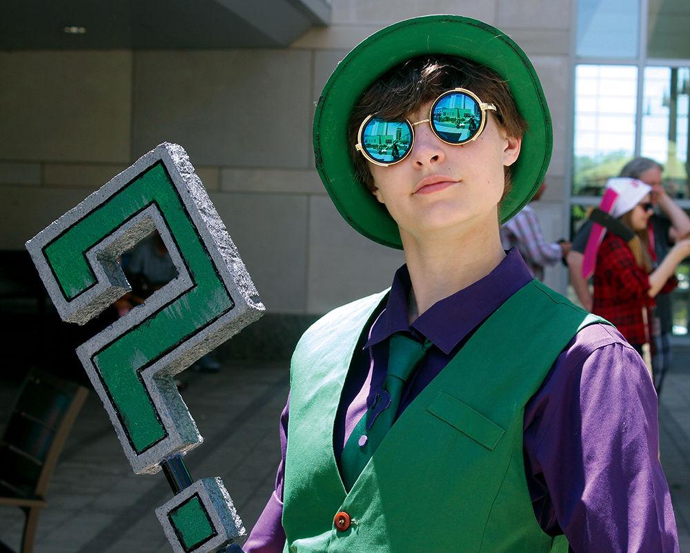 Jessie Watts poses for a photo in her homemade "cosplay" of The Riddler at Animazement on Satuday, May 27. Many of the event's attendees create elaborate costumes to wear and display of popular Japanese characters. Animazement is an annual three-day anime convention that ran from May 25-28 at the Raleigh Convention Center.
