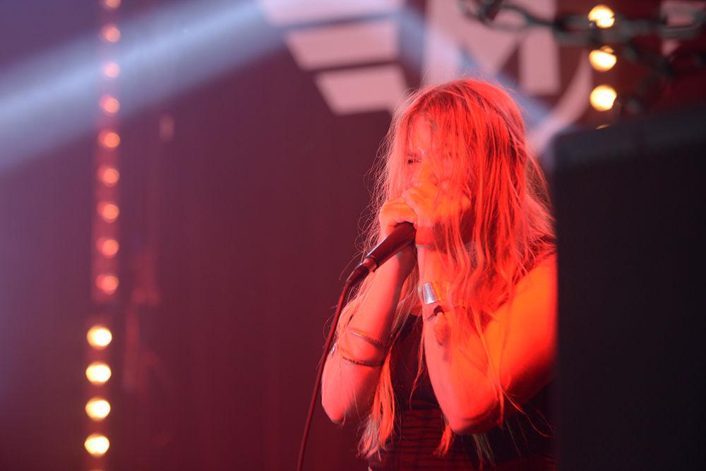 Pharmakon performs in Motorco Music Hall during Moogfest on Saturday, May 20. The four-day festival featured more than 50 artists and several lectures and installations across downtown Durham venues from May 18-21.