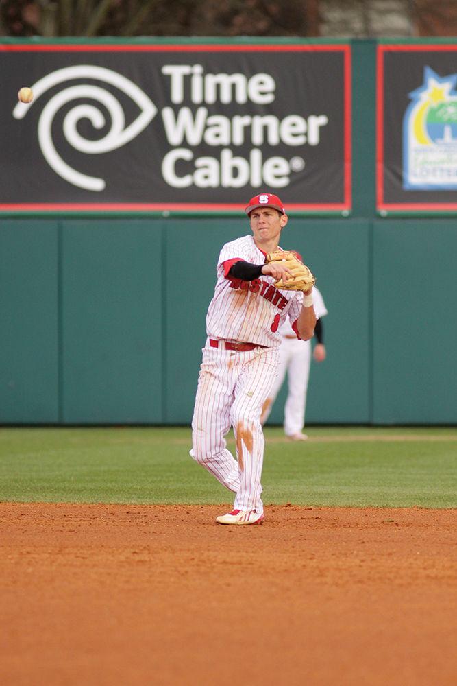 Junior shortstop Trea Turner throws the ball during the 17-4 win over North Carolina Agricultural &amp; Technical State University on March 5, 2014. The win improved the Wolfpack's record to 10-2.