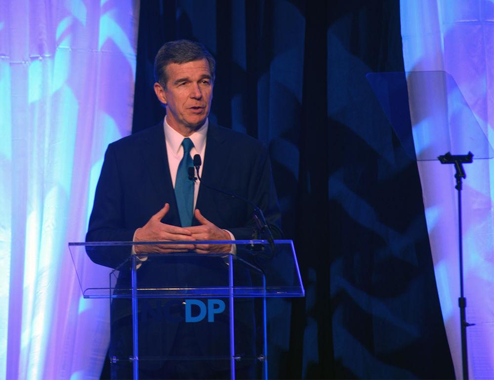 North Carolina Gov. Roy Cooper speaks at the 2017 North Carolina Democratic Party Unity Dinner on July 15 in Talley Student Union. Cooper thanked all of North Carolina's Democratic office holders for their service. He also urge the importance of eliminating gerrymandered districts in the state.