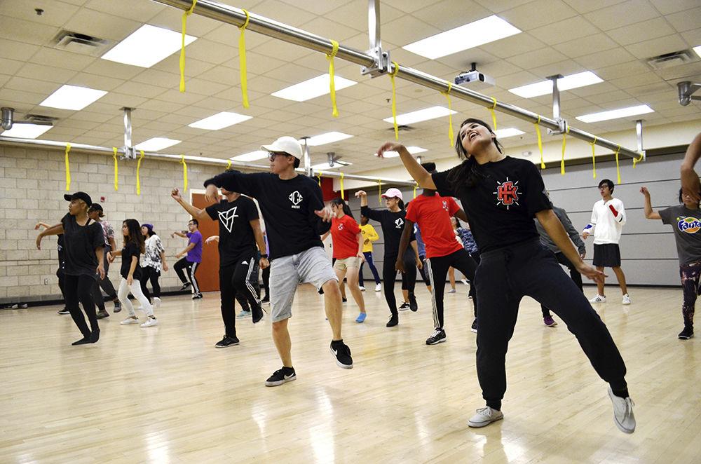 The Just Cuz Crew practicing a routine in Carmichael Recreation Center on Monday.&#160;